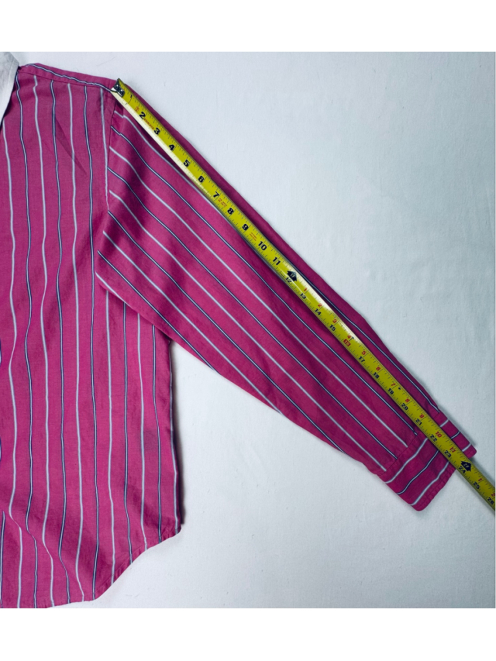 Chaps Women’s Pink Striped Contrast Collar Button Down Shirt Size M - Picture 4 of 12